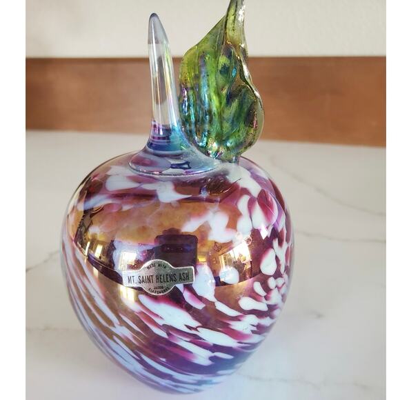 Iridescent Purple Mount St Helen’s Volcanic Ash Apple Paperweight 80’s - Picture 1 of 6